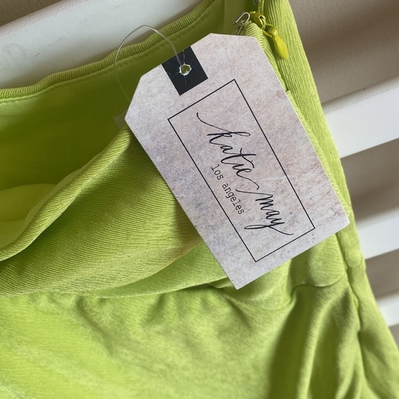 NWT Katie May Green Chartreuse Gown Open Slit Size Small - Picture 6 of 12